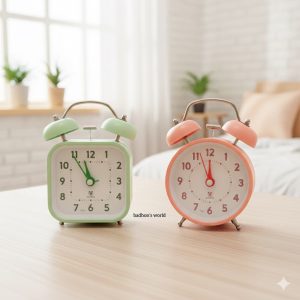 Twin Bell Silent Analog Alarm Clock – Classic Table Clock ⏰🔔