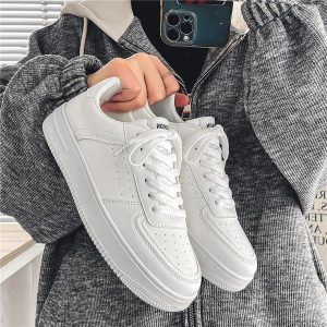 # 👟 Men's Pure White Casual Sneakers – Breathable Sports Shoes